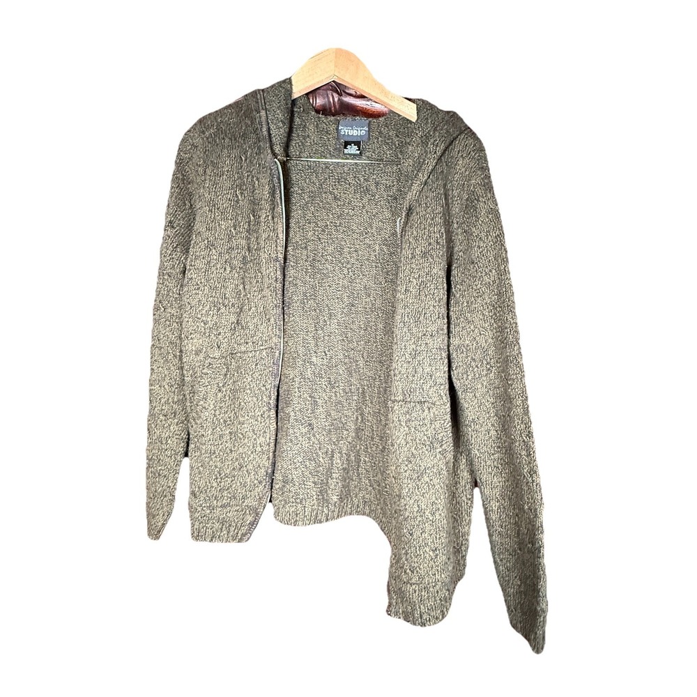 Designers Original Studio Womens Hooded Zippered Sweater M‎ Dark Green Cot Blend